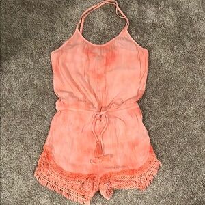 Aerie Pink Jumpsuit with Lace Trim